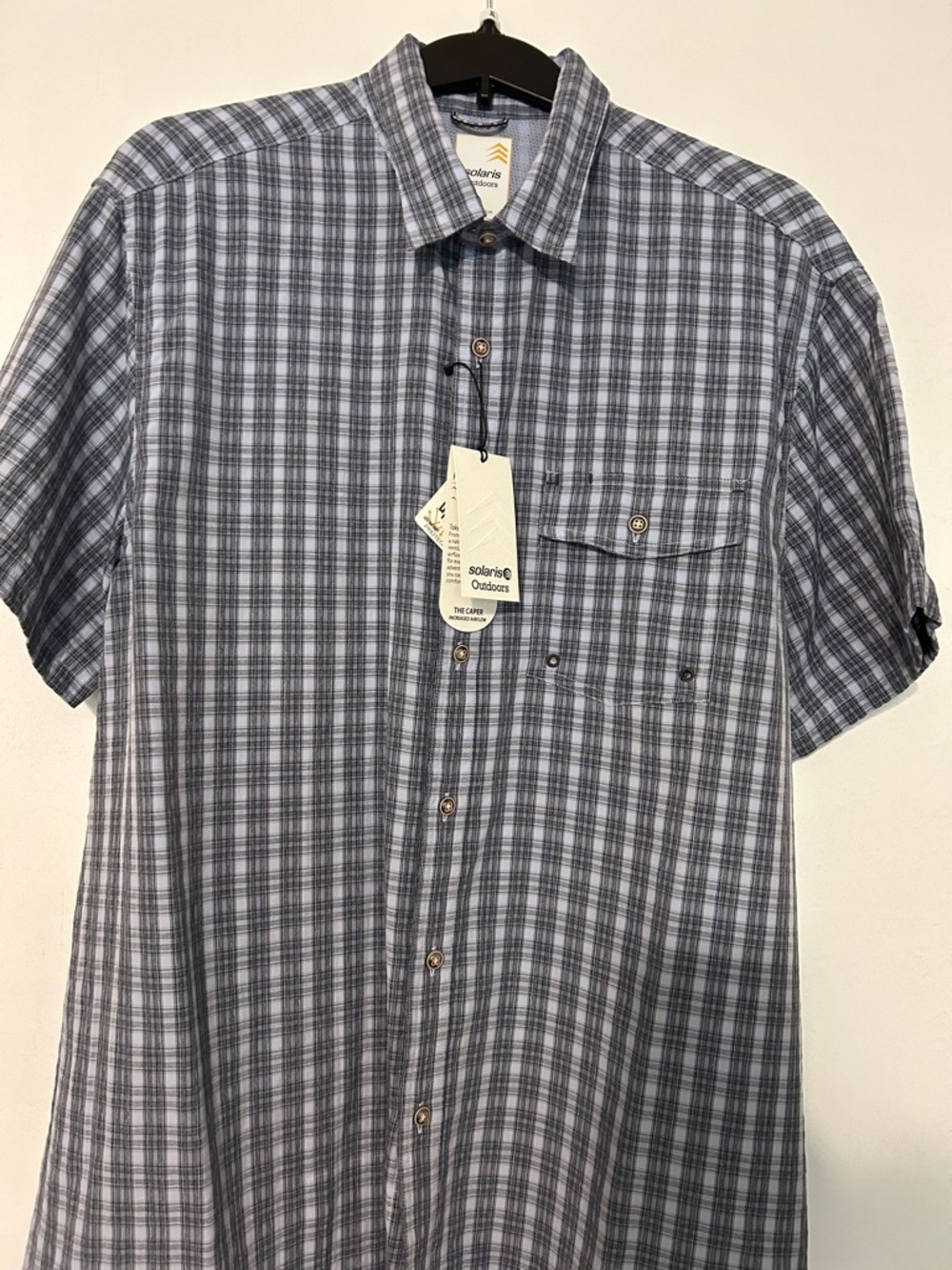 Solaris Men's Short-Sleeve outdoor Plaid Button-Up Shirt - Blue Gray